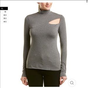 NWT Bailey44 Audrey Gray Cut Out Turtleneck Top